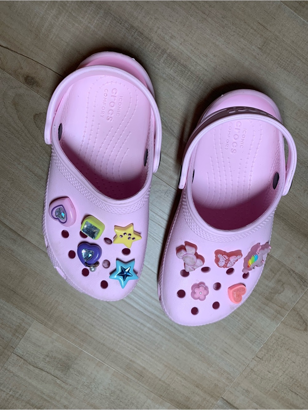 Kids Pink Crocs Clog Sandals with Decorative Charms